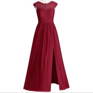 Azazie Burgundy Arden Bridesmaid or Prom Dress with Slit